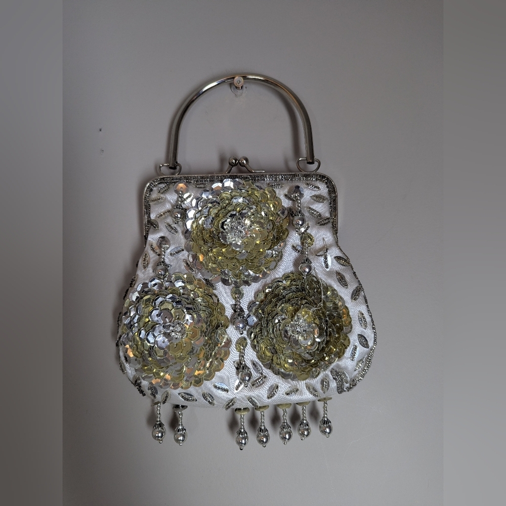 Vintage Beaded Sequin Evening Bag | Floral Embellished Purse